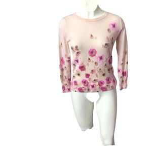 Talbots Pink and Cream Merino Wool Sweater size Small p